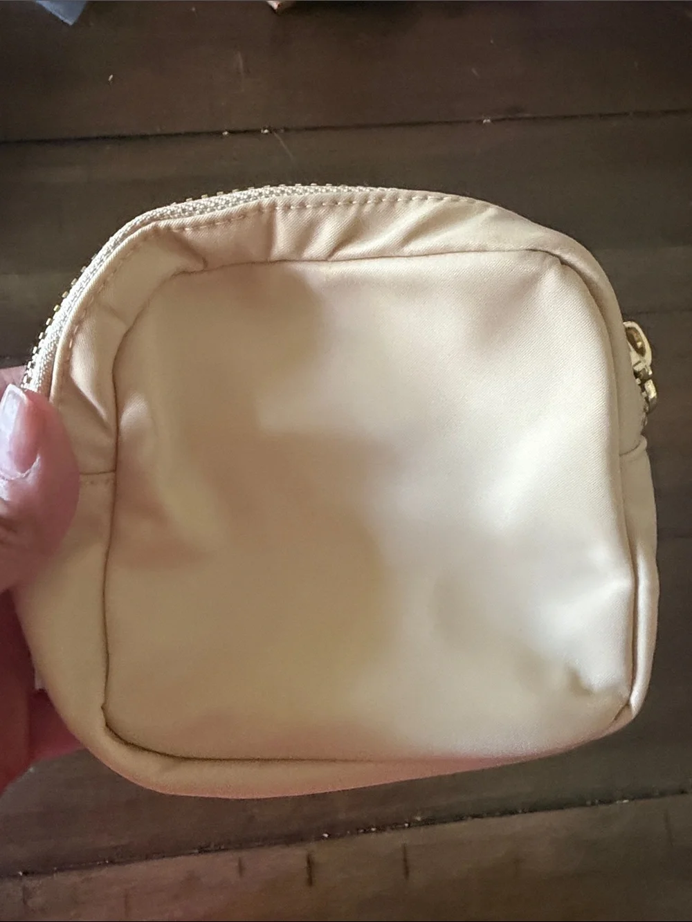 Stoney Clover Lane Sand Mini Pouch with Denim A Patch NWOT